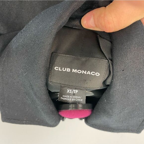 Club Monaco Women’s Black Utility Military Jacket Canvaa Leather Blazer XS - Picture 6 of 14